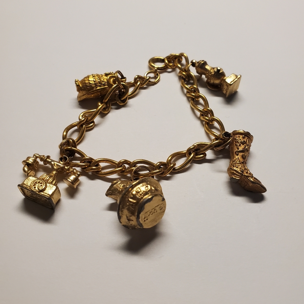 Avon Gold-Tone Charm Bracelet with Vintage Charms